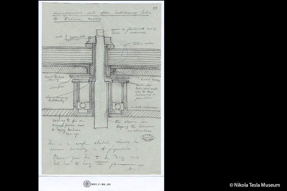 Tesla, Croquis d’une Turbine - Design Inspiration - 
